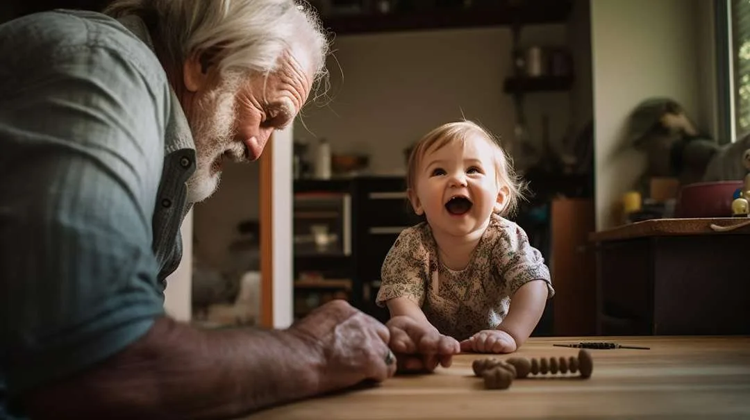 Grandfather with baby