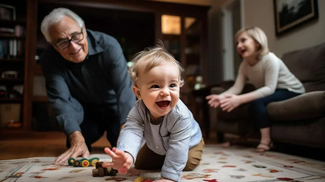 Grandparents playing with grandchild