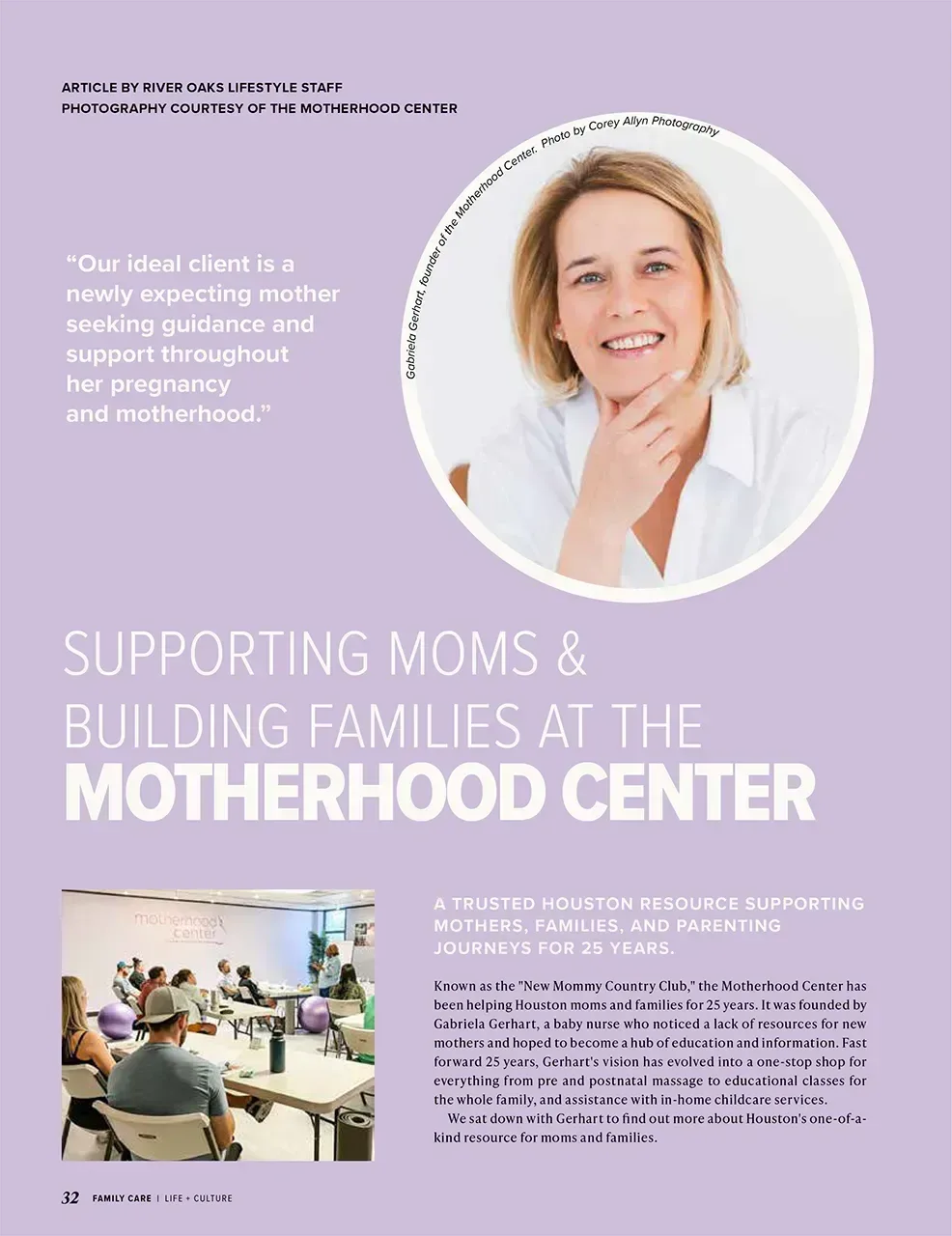 River Oaks Lifestyle Magazine, featuring Motherhood Center
