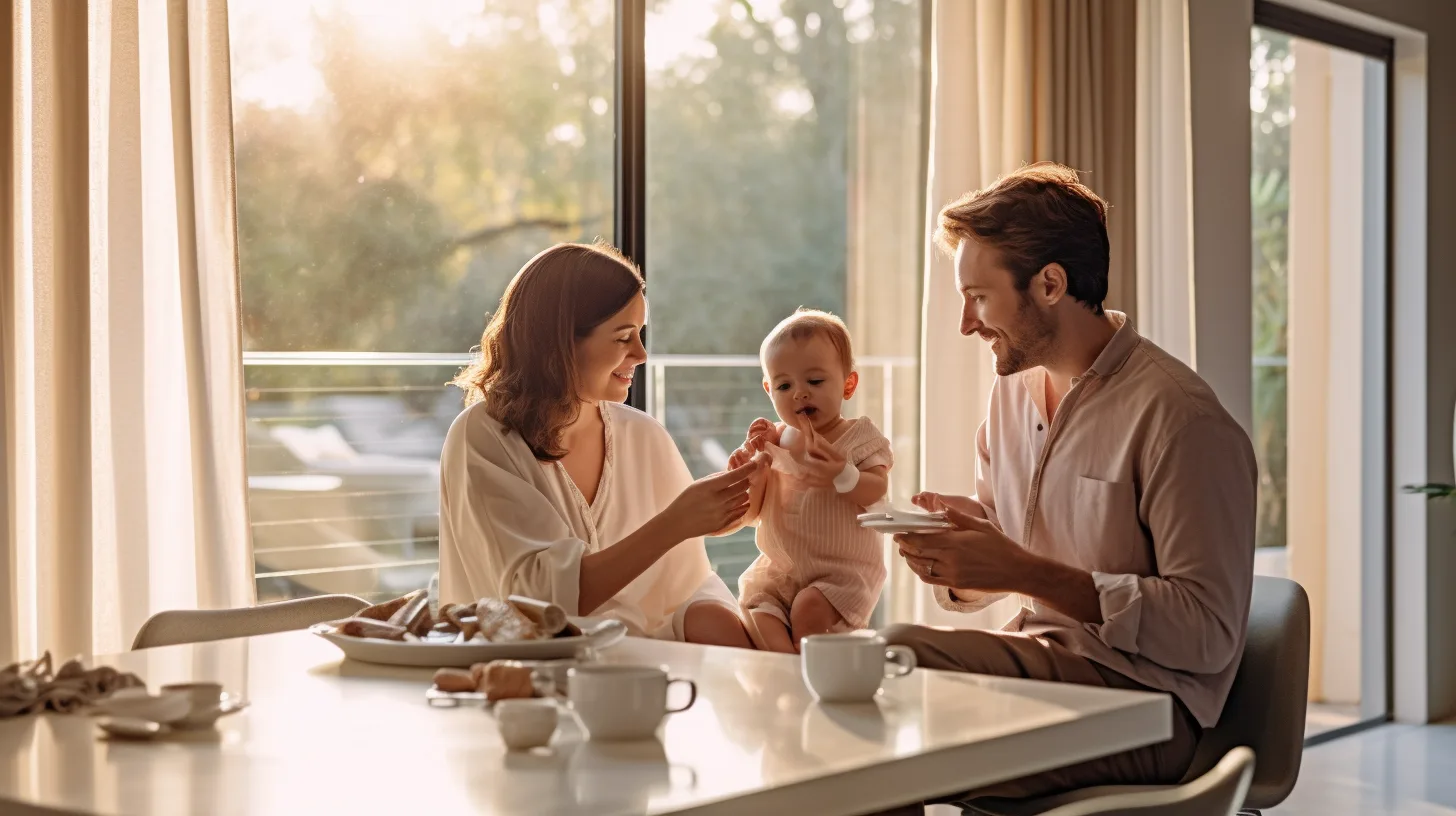 Parents feeding solid foods
