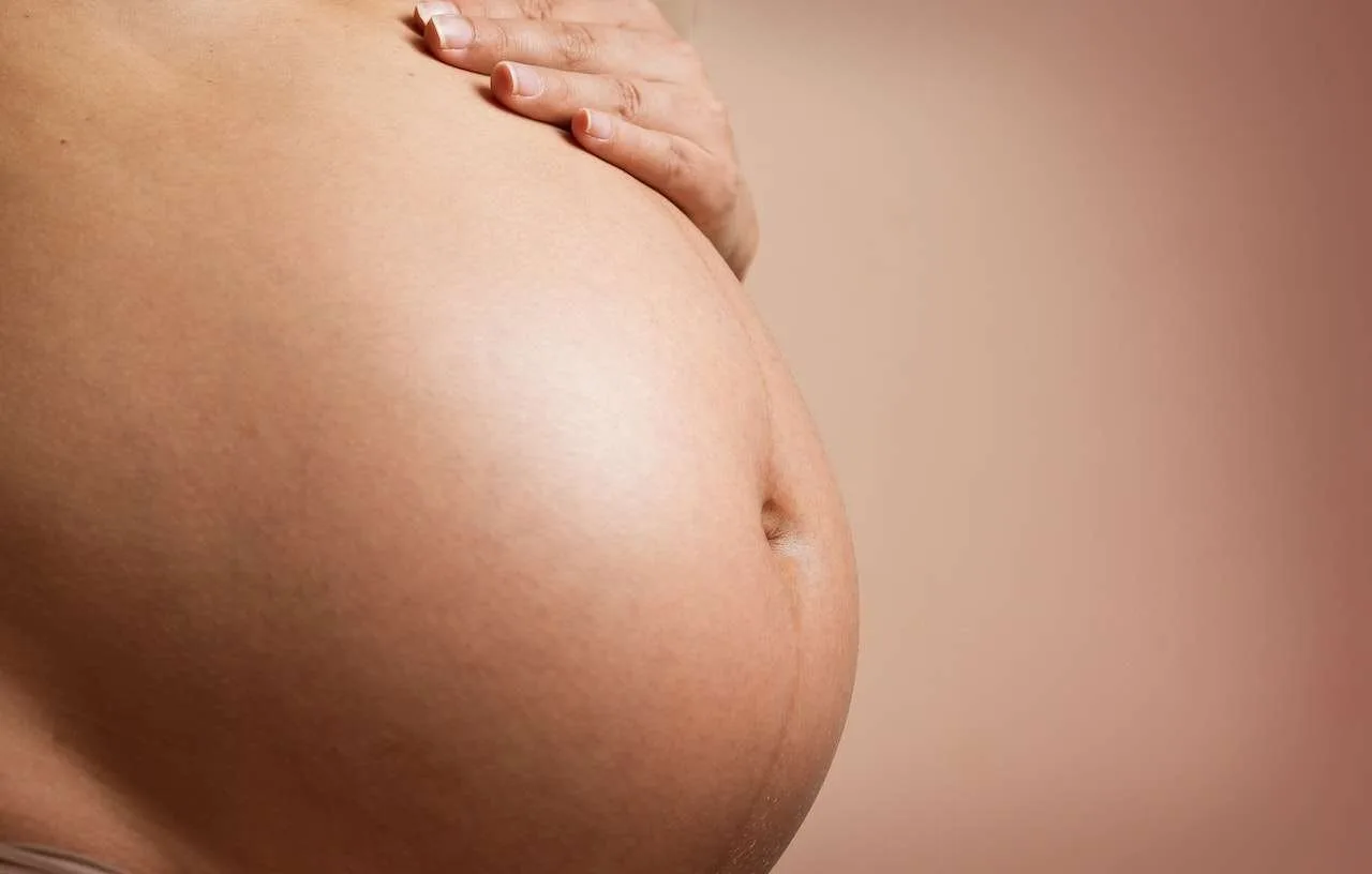 Pregnant stomach close up