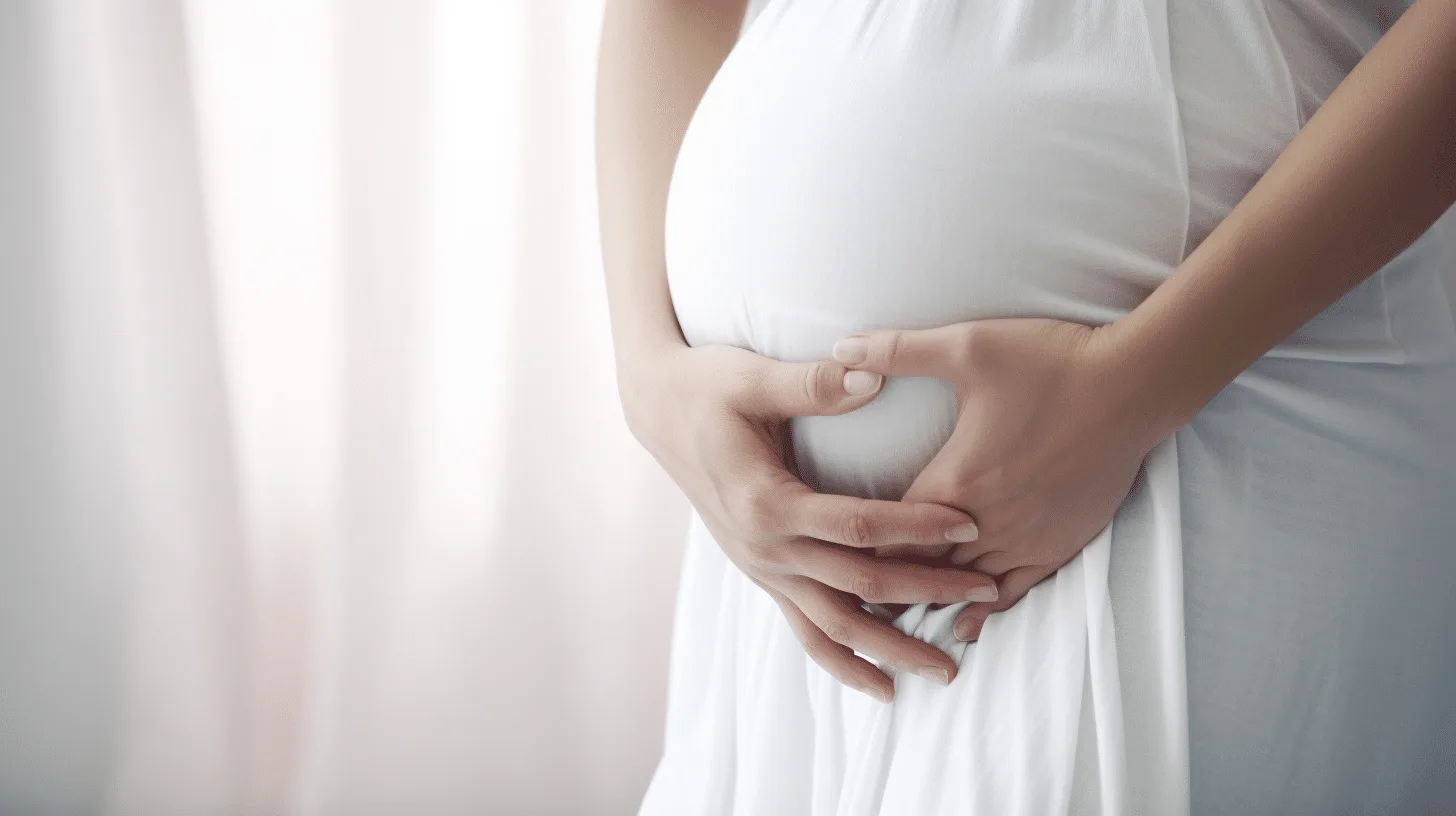 pregnant mom holding stomach