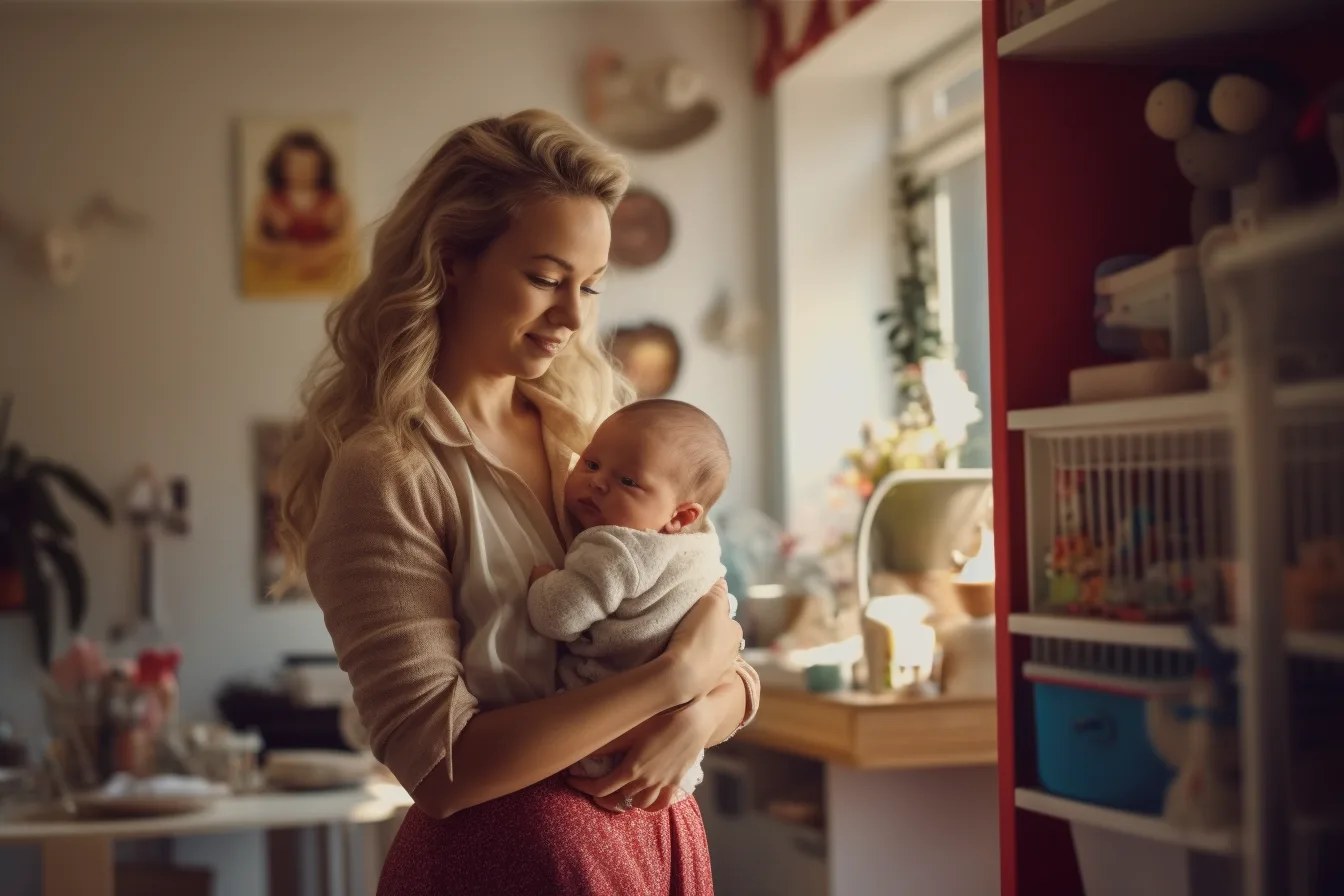 SalB_a_nanny_holding_a_baby_in_a_nursery_calm_natural_lighting__5b7d5377-0ca4-447b-bd1d-682840109c1f