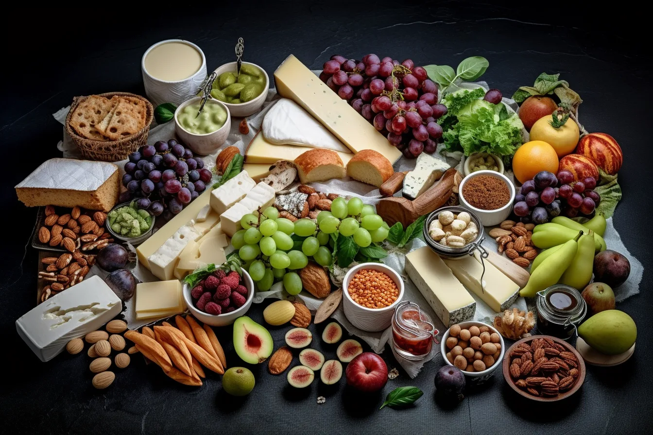 knolling of different foods you can't eat while pregnant